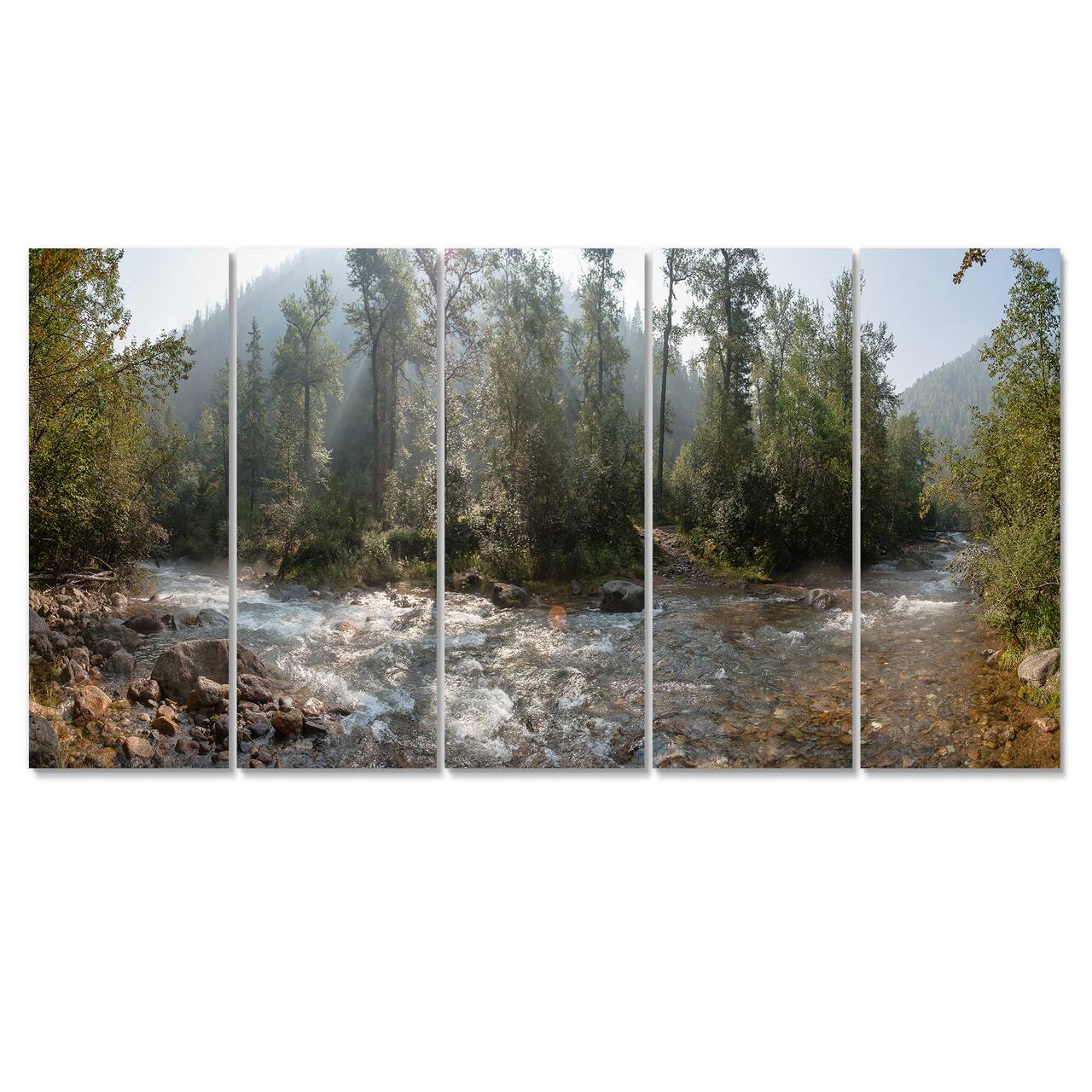 Designart - Mountain River Panorama - Landscape Canvas Art Print